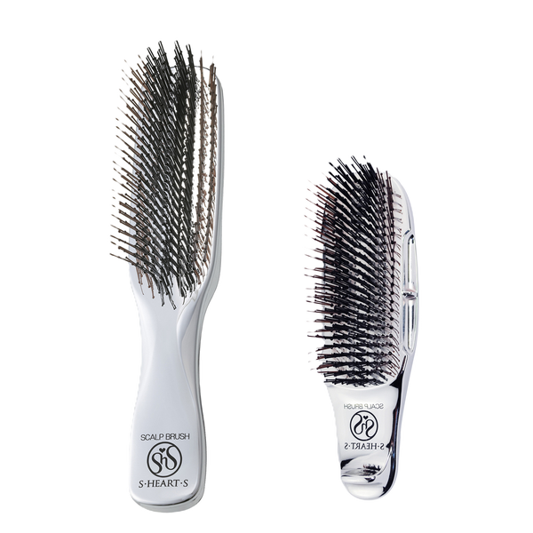 Японская расческа S-HEART-S Scalp Brush Plus удлиненная, серебро, жесткая