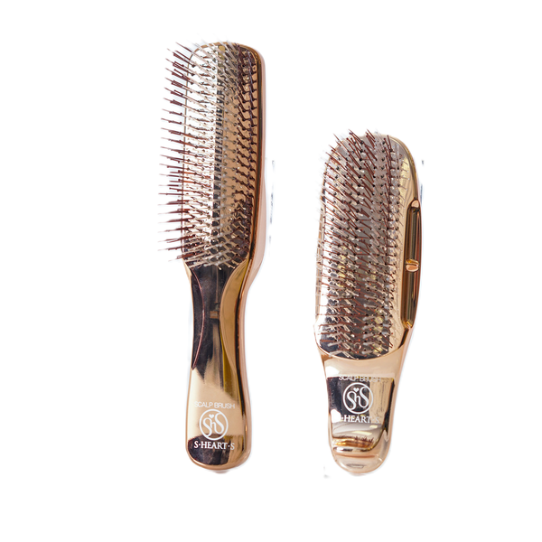 Японская расческа S-HEART-S Scalp Brush Gold розовое золото укороченная